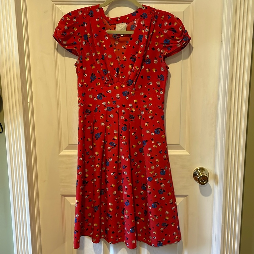 Anthropologie Red Floral Dress